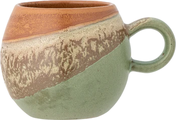 Kaffeetasse Steinzeug Bloomingville Paula Grün Handbemalt