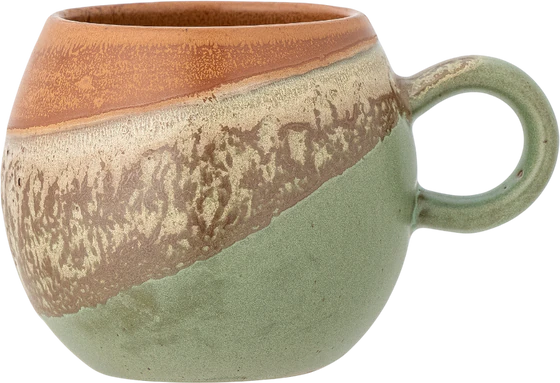 Kaffeetasse Steinzeug Bloomingville Paula Grün Handbemalt