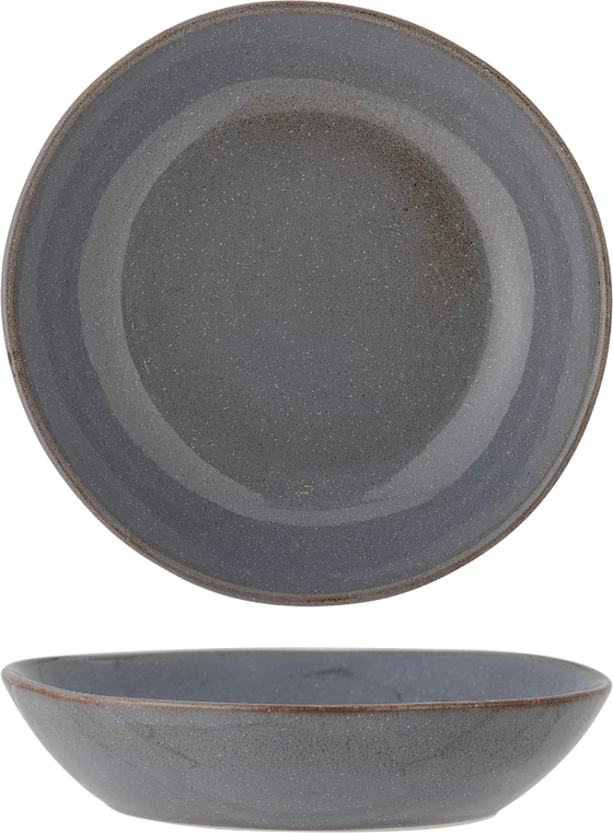 Tiefer Speiseteller Bloomingville Sandrine Grau Steingut Unikat