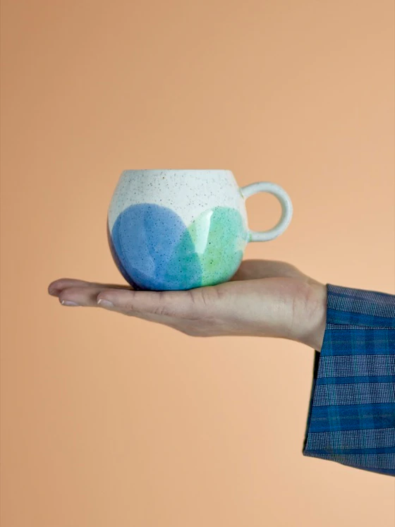 Kaffeetasse Bloomingville Paula Blau Steingut Unikat