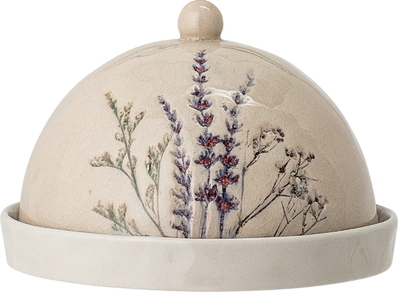 Butterdose Steingut Natur Bloomingville Bea – Unikat mit Krakelier-Glasur