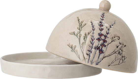 Butterdose Steingut Natur Bloomingville Bea – Unikat mit Krakelier-Glasur