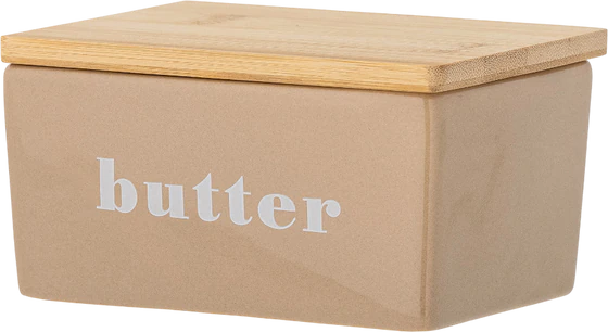 Butterdose Bloomingville Hanyu Braun Steingut Bambusdeckel