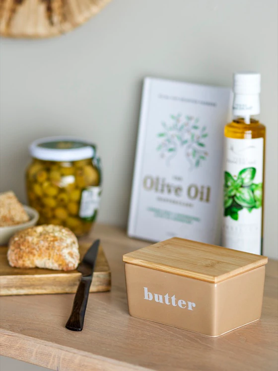 Butterdose Bloomingville Hanyu Braun Steingut Bambusdeckel