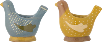 Eierbecher-Set Vogel Blau Steingut Bloomingville – Handbemalt