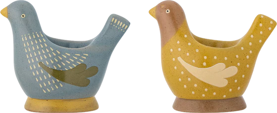 Eierbecher-Set Vogel Blau Steingut Bloomingville – Handbemalt