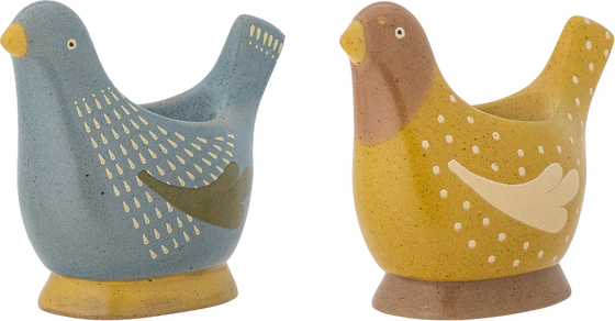 Eierbecher-Set Vogel Blau Steingut Bloomingville – Handbemalt