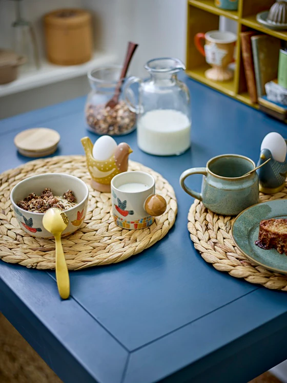 Eierbecher-Set Vogel Blau Steingut Bloomingville – Handbemalt