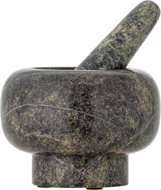 Mörser mit Stößel Grün Marmor Unikat Bloomingville Arazo