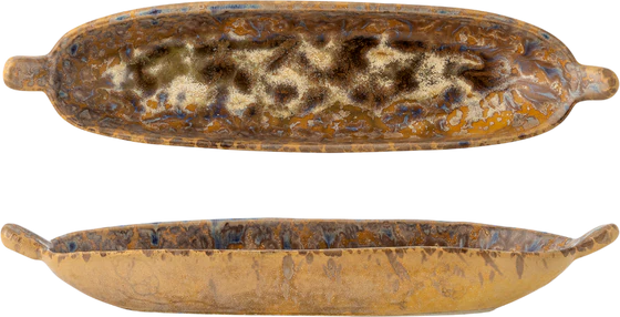 Servierplatte Steingut Milani Braun Bloomingville Unikat Glasur