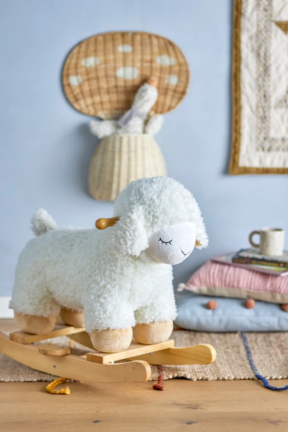 Schaukeltier Schaf Weiß Bloomingville Laasrith – Kuscheliges Polyester