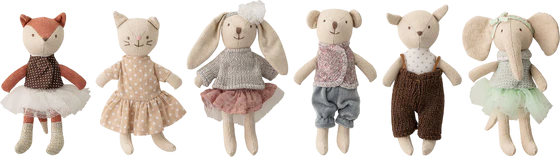 Stofftier-Set Bloomingville Animal Friends Rose Baumwolle