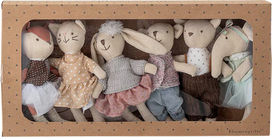 Stofftier-Set Bloomingville Animal Friends Rose Baumwolle