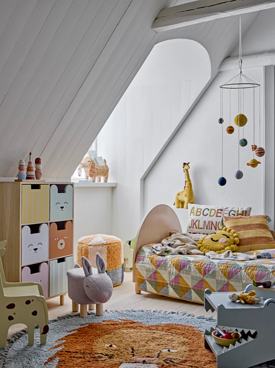 Runder Kinderzimmerteppich Bloomingville Leroy Blau Baumwolle