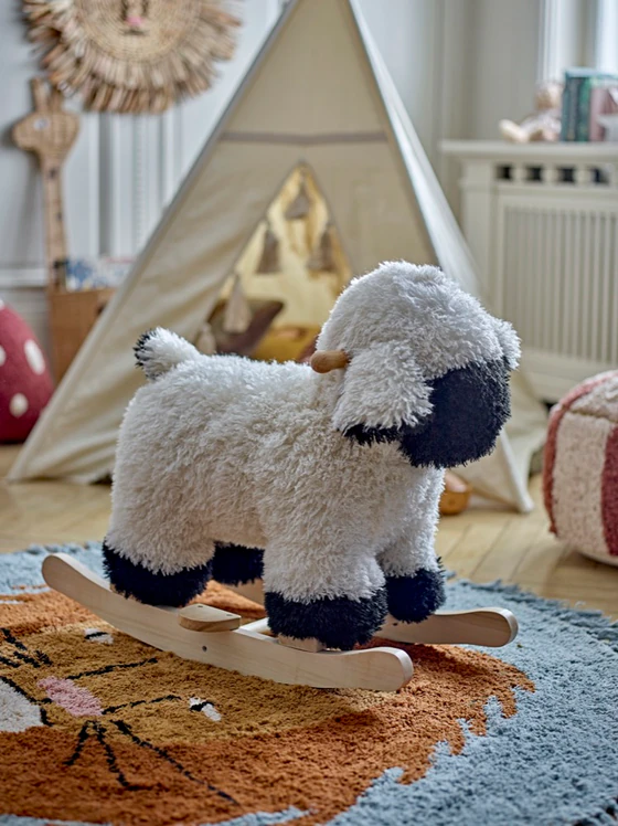 Runder Kinderzimmerteppich Bloomingville Leroy Blau Baumwolle