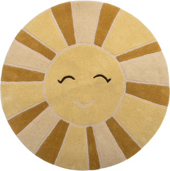 Runder Kinderzimmerteppich Bloomingville Sun Gelb Wolle