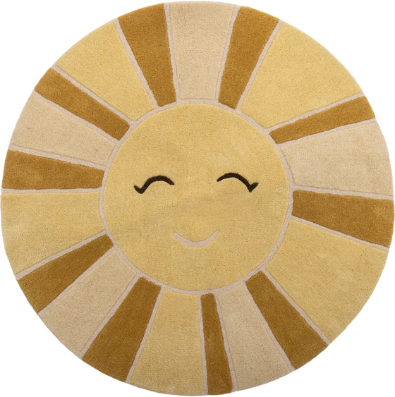 Runder Kinderzimmerteppich Bloomingville Sun Gelb Wolle