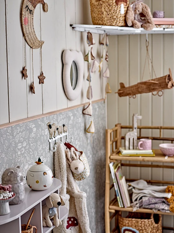 Kinderzimmer-Wandspiegel Bloomingville Baily Weiß Teddybär