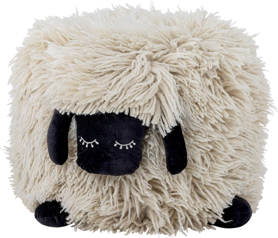 Kinderzimmer-Pouf Bloomingville MINI Dolly Weiß Wolle Schaf-Design
