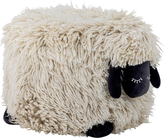 Kinderzimmer-Pouf Bloomingville MINI Dolly Weiß Wolle Schaf-Design