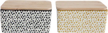 Butterdose mit Deckel Bloomingville Poppy Schwarz Steingut