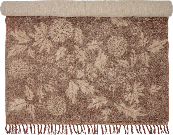 Wohnteppich Bloomingville Malu Braun Baumwolle – Florales Design