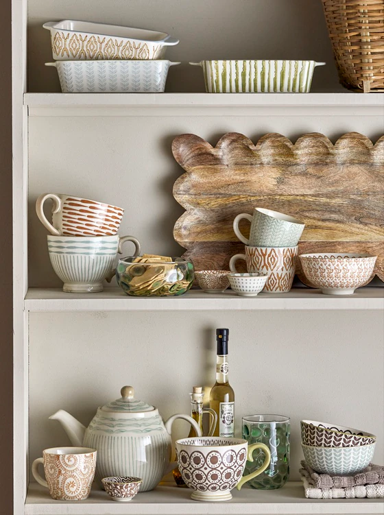 Dekorative Schale Steingut Grün Bloomingville Maple Unikat