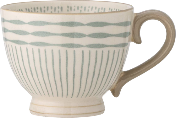 Becher mit Henkel Bloomingville Maple Grün Steingut Unikat