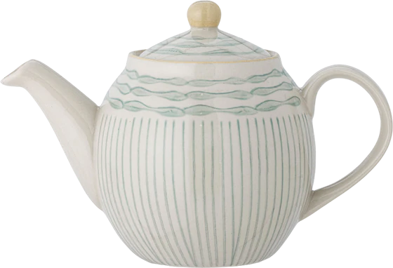 Teekanne aus Steingut Bloomingville Maple Grün – Handbemalt Unikat
