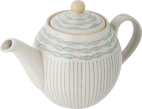 Teekanne aus Steingut Bloomingville Maple Grün – Handbemalt Unikat