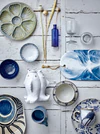 Servierbrett Steinzeug Bloomingville Aiden Blau – Unikat Glasur