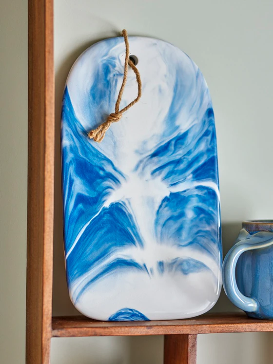 Servierbrett Steinzeug Bloomingville Aiden Blau – Unikat Glasur