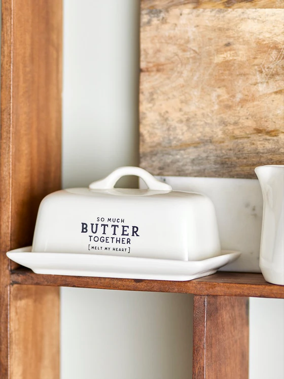 Butterdose Steingut Wendy Weiß Bloomingville – Cottage-Stil