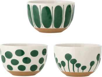 Set aus Steingutschalen Linora Grün Bloomingville – Unikat Design