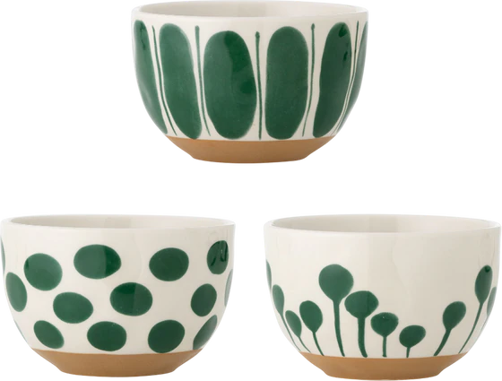 Set aus Steingutschalen Linora Grün Bloomingville – Unikat Design