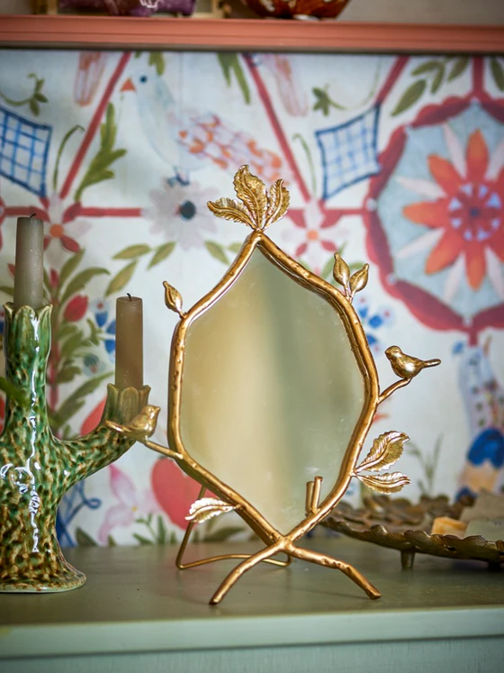 Dekorativer Tischspiegel Bloomingville Avila Gold – Botanisches Design
