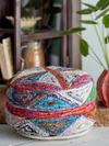 Runder Sitzpouf Bloomingville Torano Rot Baumwolle – Handgenähtes Unikat