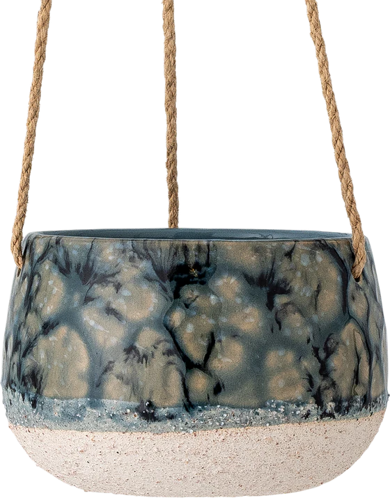 Hängender Blumentopf Steingut Blau Bloomingville Mowbray