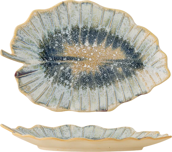 Servierplatte Steingut Blau Bloomingville Dorreen Unikat
