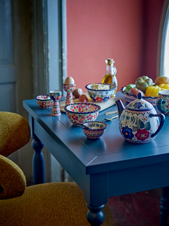 Teekanne mit Sieb Bloomingville Florist Rot Steinzeug Unikat