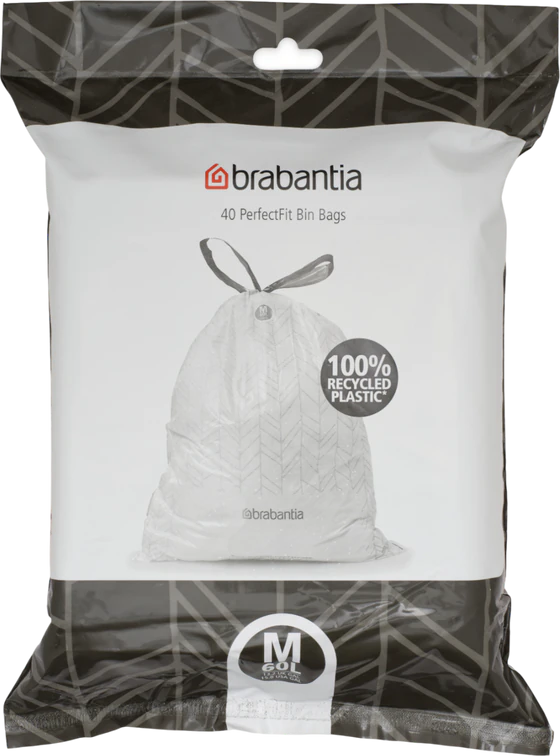 Müllbeutel mit Zugband brabantia 60L 40 Stk reißfest weiß
