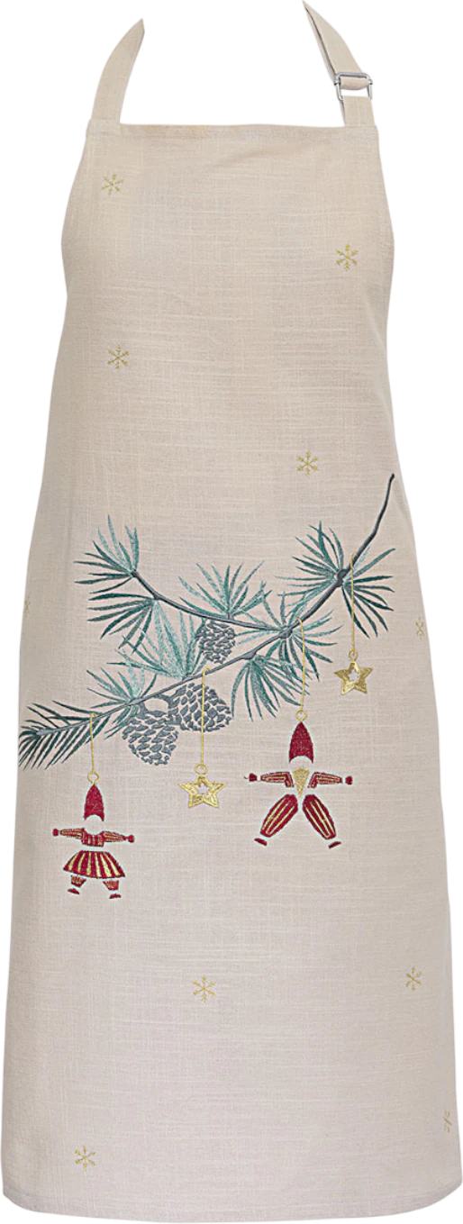 Küchenschürze Greengate Juana Sand – Baumwolle mit Stickerei