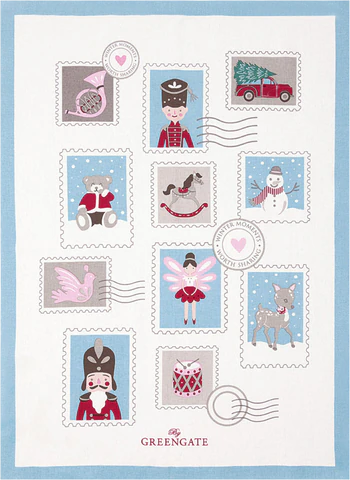 Küchenhandtuch Greengate Xmas Letter Weiß Baumwolle Saugstark