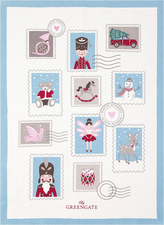 Küchenhandtuch Greengate Xmas Letter Weiß Baumwolle Saugstark