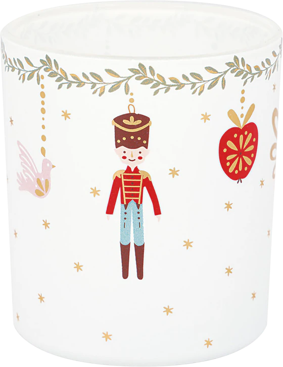 Teelichthalter Glas Greengate Cindarella Xmas Weiß klein