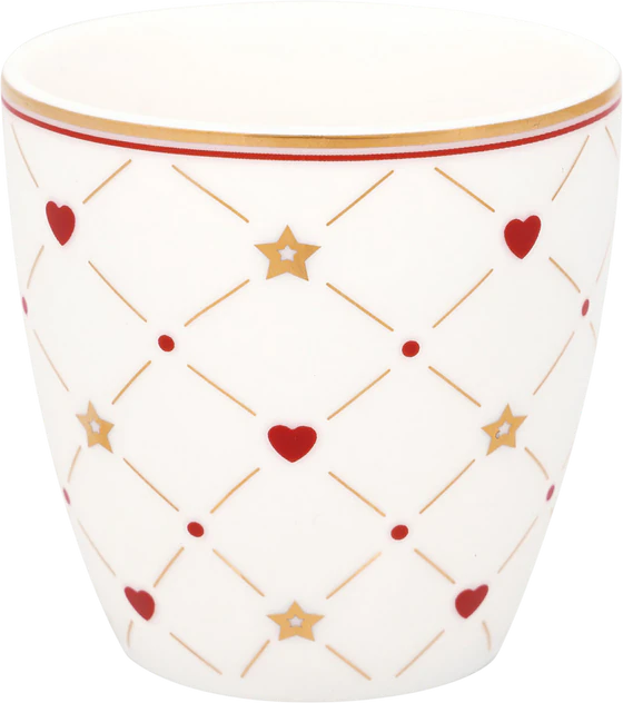 Kleine Latte-Tasse Greengate Clarina Herz Weiß Steinzeug