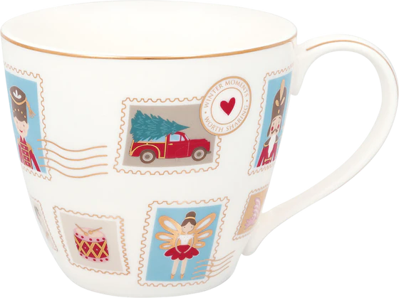 Kaffeebecher Greengate Xmas White – Robustes Steinzeug 300ml