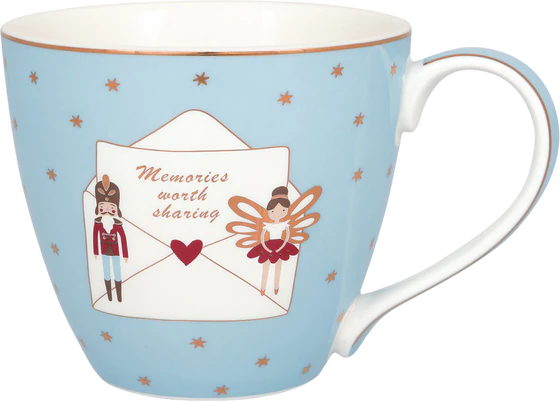 Kaffeebecher Greengate Xmas Letter Hellblau – Steinzeug, Spülmaschinengeeignet