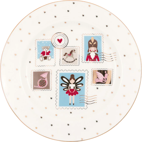 Speiseteller Steingut Greengate Xmas White – Handgefertigt 20,5 cm