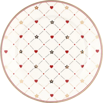 Dessertteller Greengate Clarina Heart White – Kratzfest Steinzeug